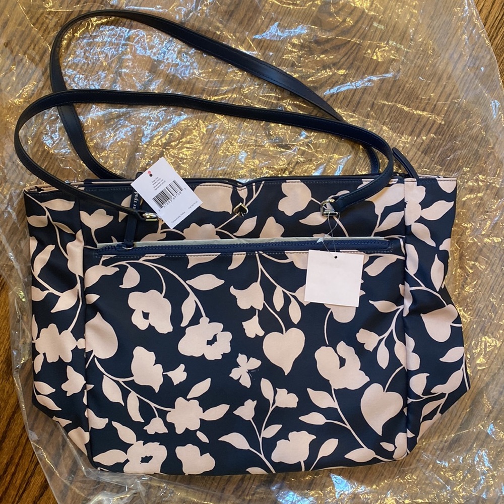 KATE SPADE JAE LARGE TOTE BAG IN GARDEN VINE PRINT NYLON